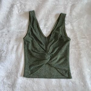 Windsor Green Tie Front Knit Crop Top